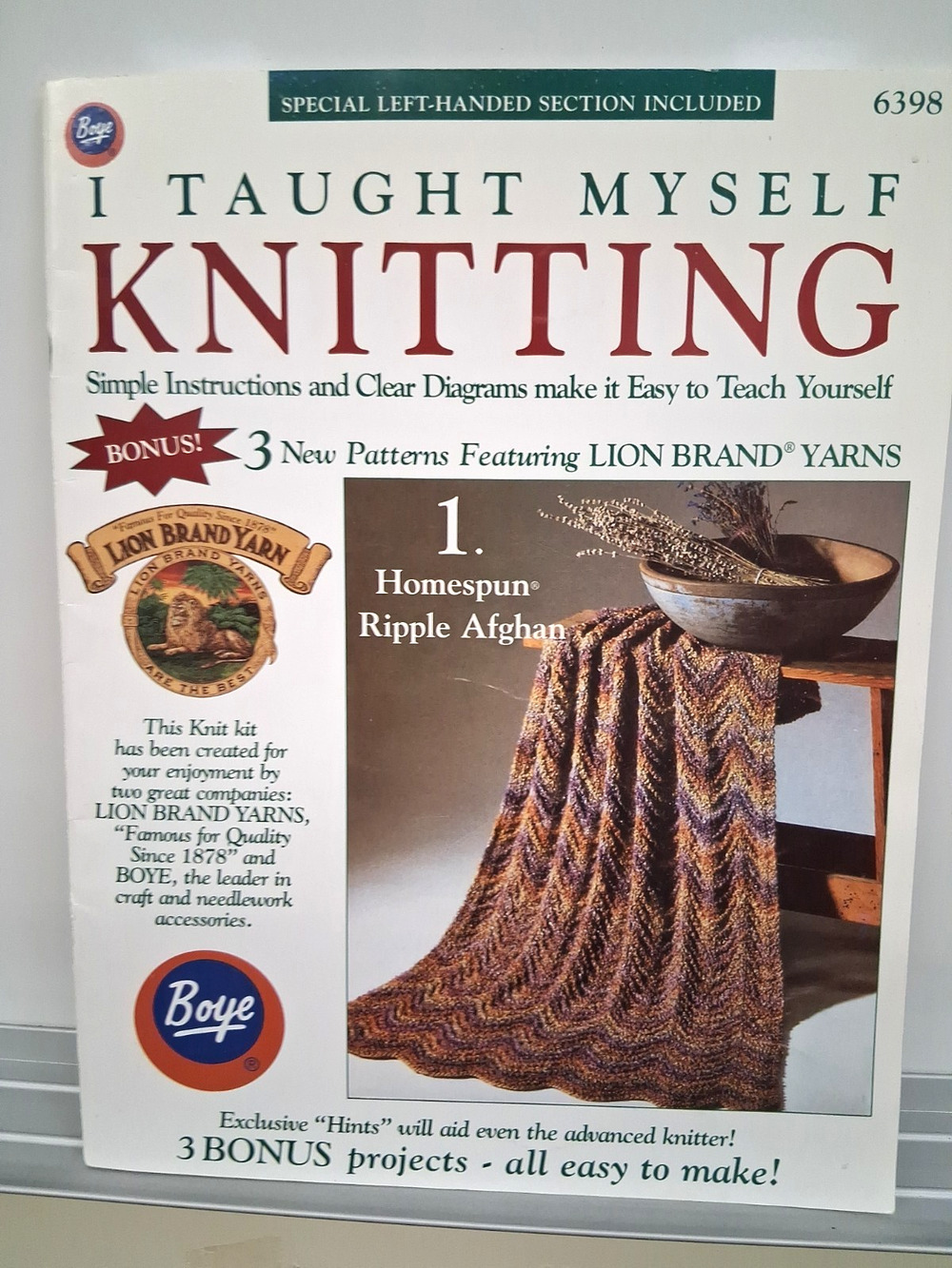 I Taught Myself Knitting Instructions Patterns Boye 1988 Vintage Book Only
